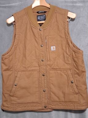 Carhartt Womens XL 16-18 Insulated Relaxed Fit Quilted Work Vest in Brown